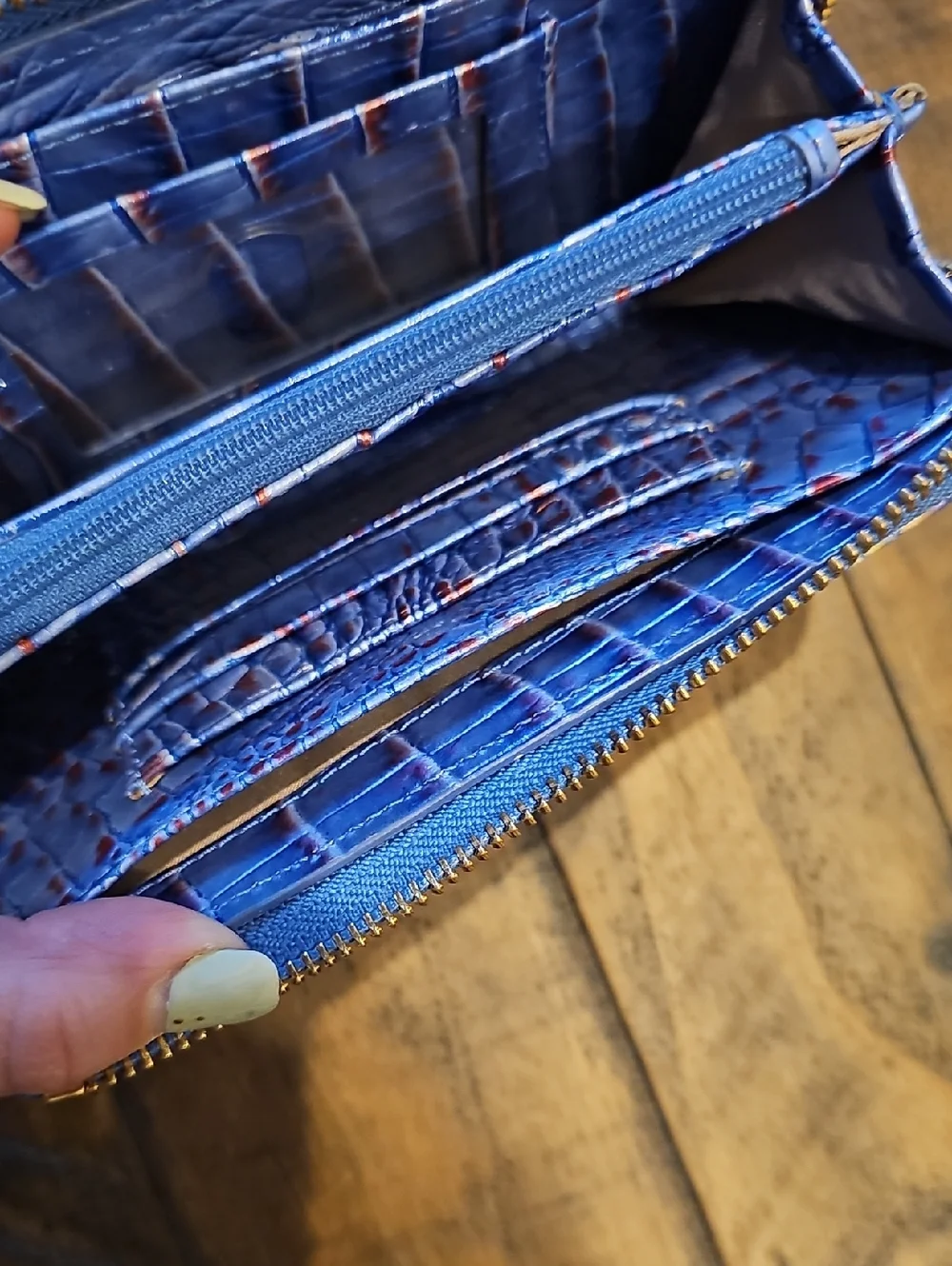 Brahmin Iridescent Croc-Embossed Wristlet - Purple, Pink, Gold - Picture 4 of 5